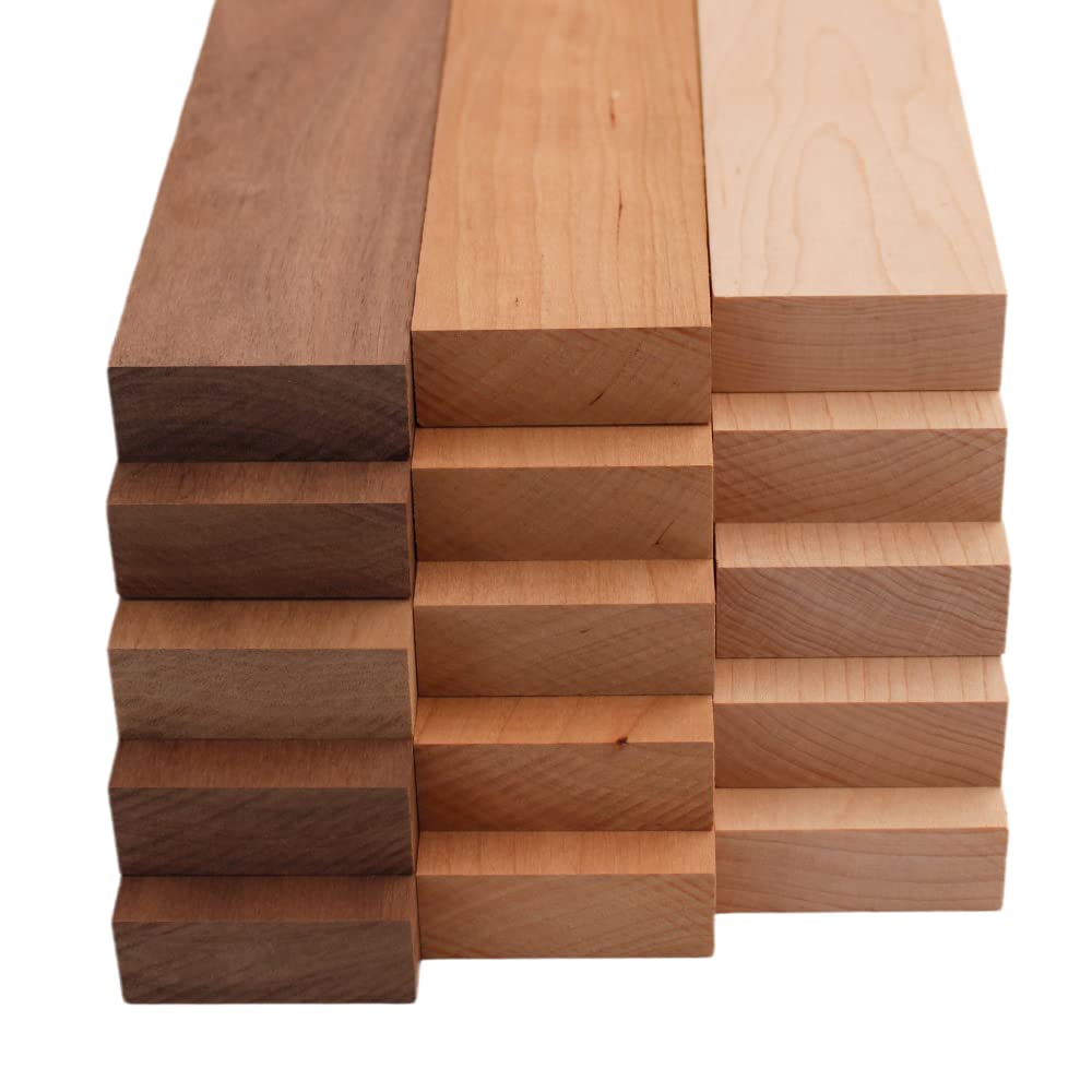 Barrington Hardwoods Domestic Variety Pack 5 Walnut, 5 Maple and 5 Cherry Boards